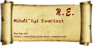 Mihályi Evariszt névjegykártya